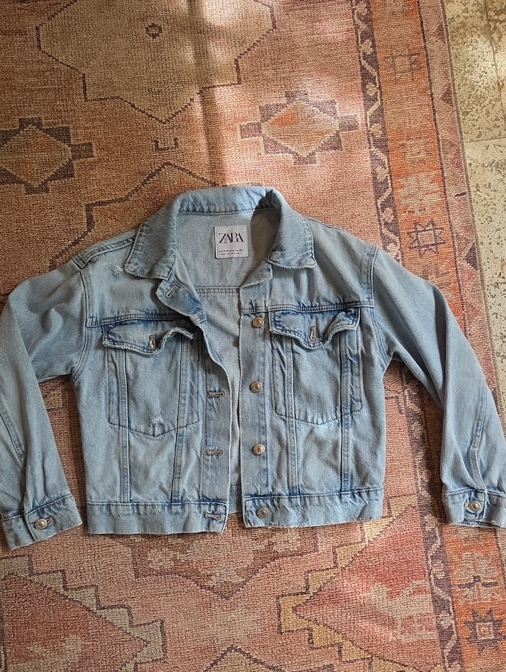 ZARA Faded Light Blue Denim Jean Jacket - child